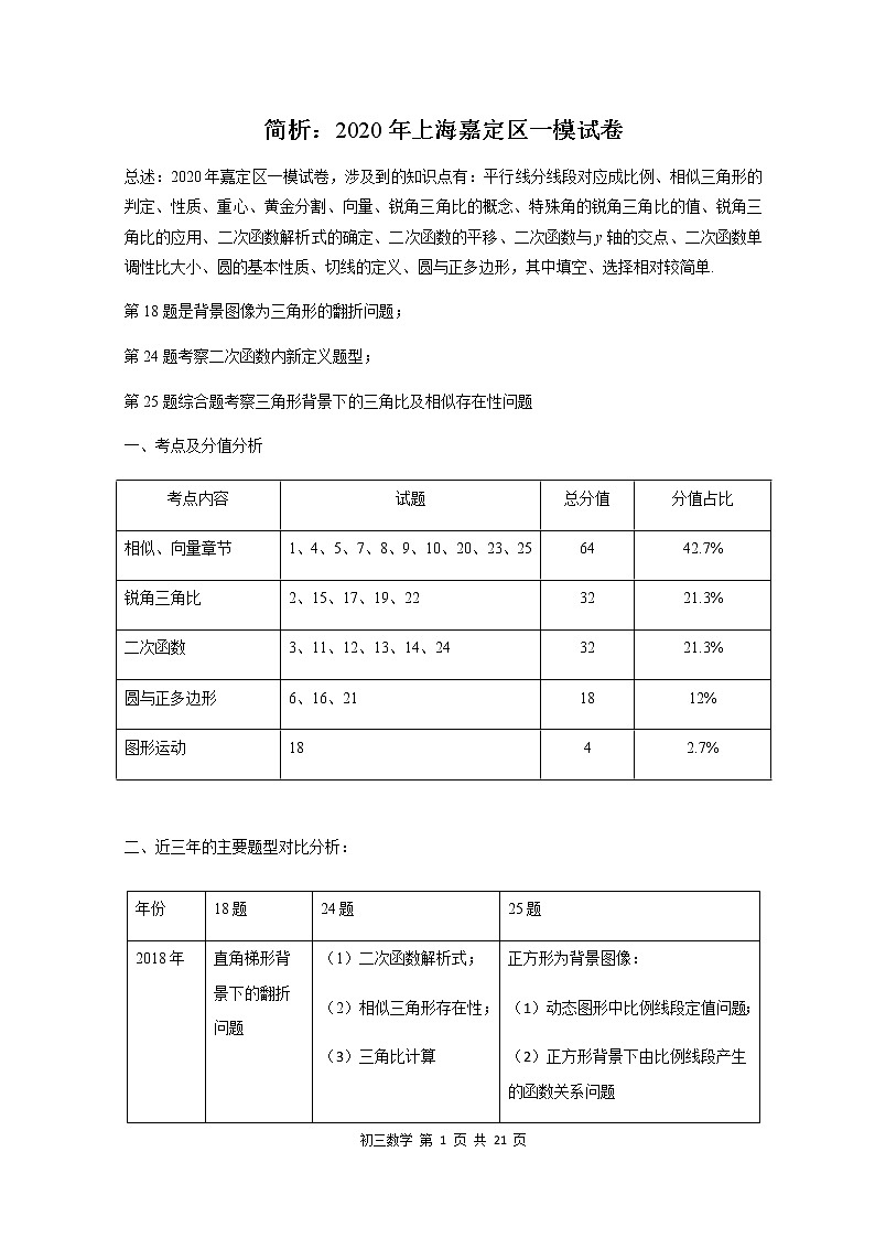 简析：2020年上海嘉定区一模试卷01