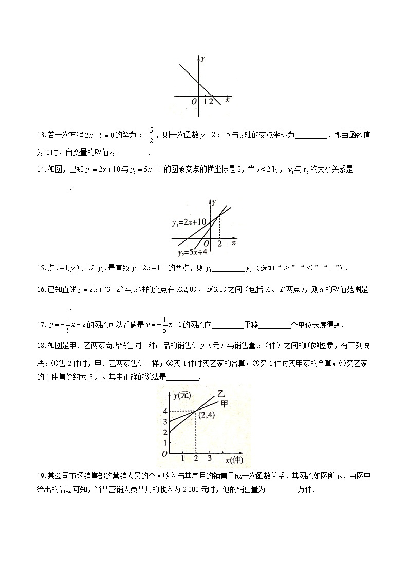 人教版八年级数学下册-第十九章 一次函数-综合测试（含答案）03