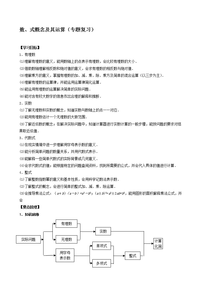 2020中考数学第一轮复习学案   第一部分 数、式概念及其运算   无答案01