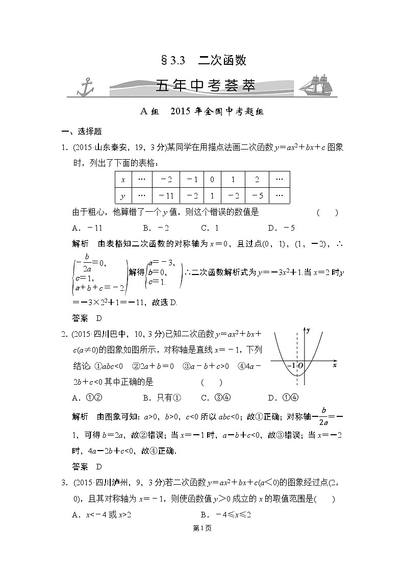 【一点一练】20届中考数学复习专题练：专题3 函数（含五年中考三年模拟一年创新）（12份打包）01