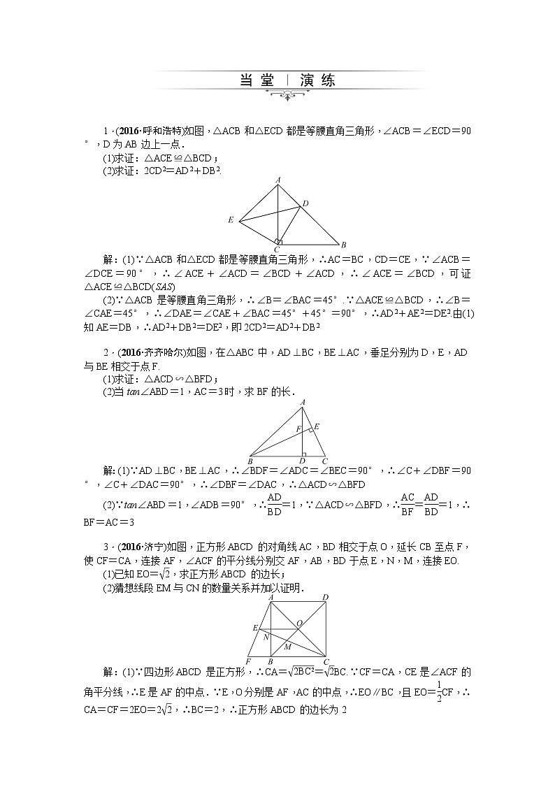 20届中考精英人教版数学专题总复习：专题三 简单的几何证明与计算03