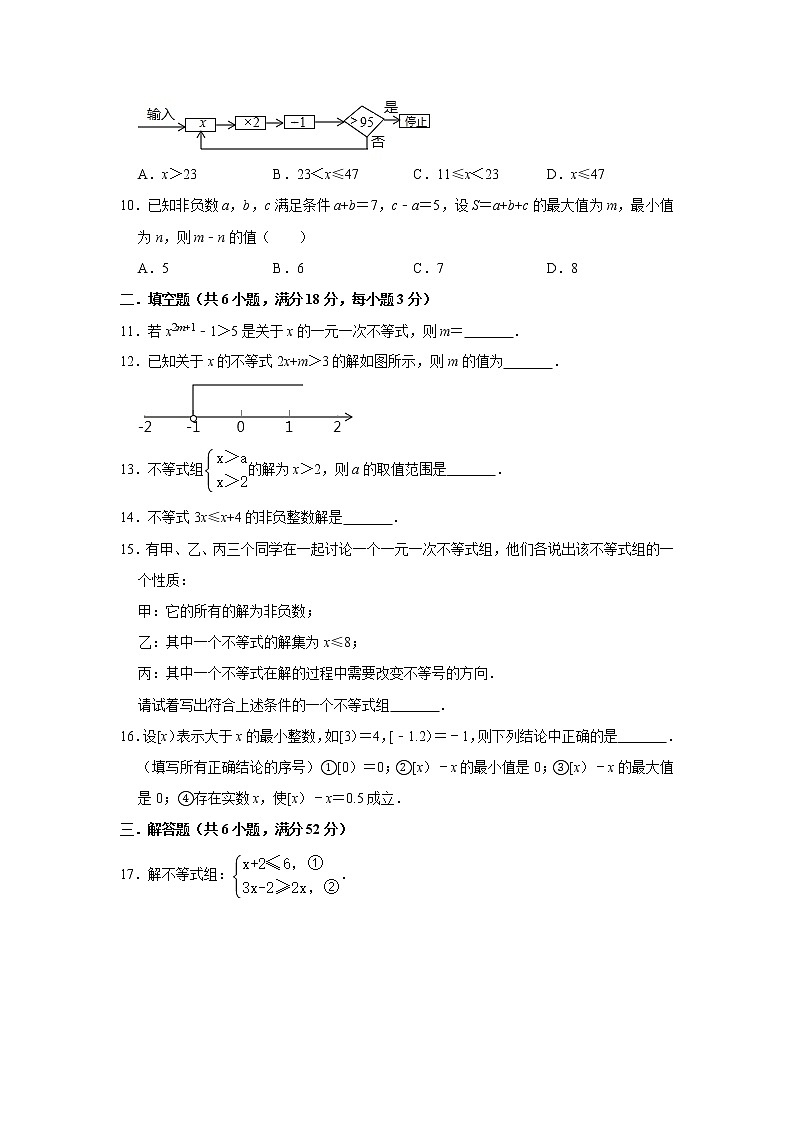 人教版七年级数学下册第9章《不等式与不等式组》单元测试题  解析版02