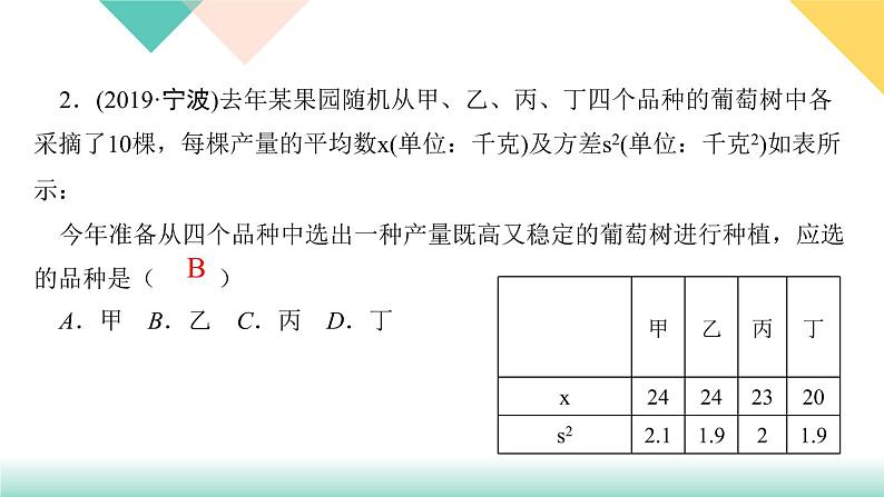 20．2　数据的波动程度第第2课时　根据样本方差做决策-（课堂训练课件）04