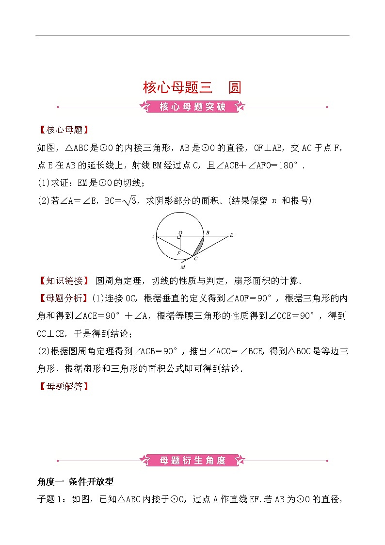 2020广东中考数学精准大二轮复习专题突破：核心母题三第1页