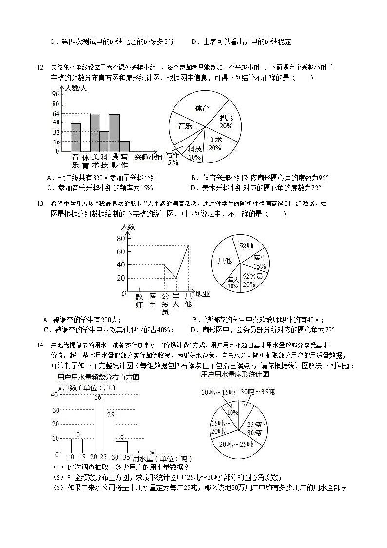 2020年中考数学一轮复习：统计 练习（无答案）03