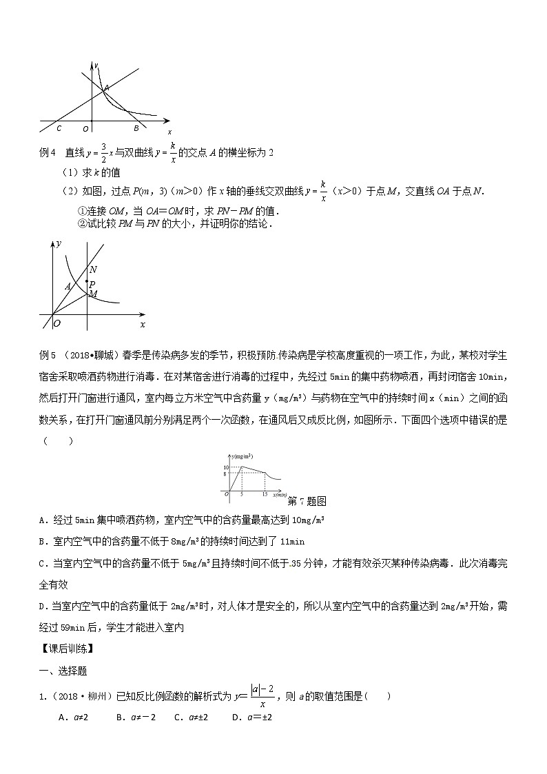 2020年中考数学一轮复习第14课时：反比例函数 练习 （无答案）03