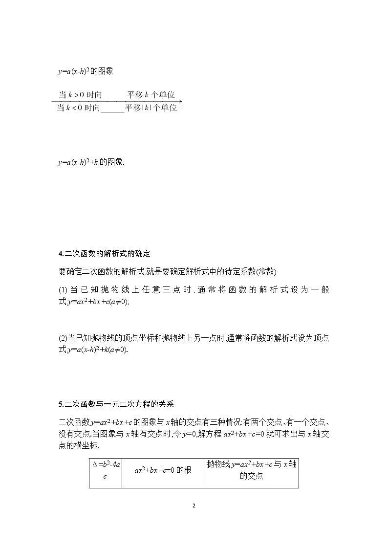 2020年广东中考数学总复习讲义 二次函数(无答案)第2页