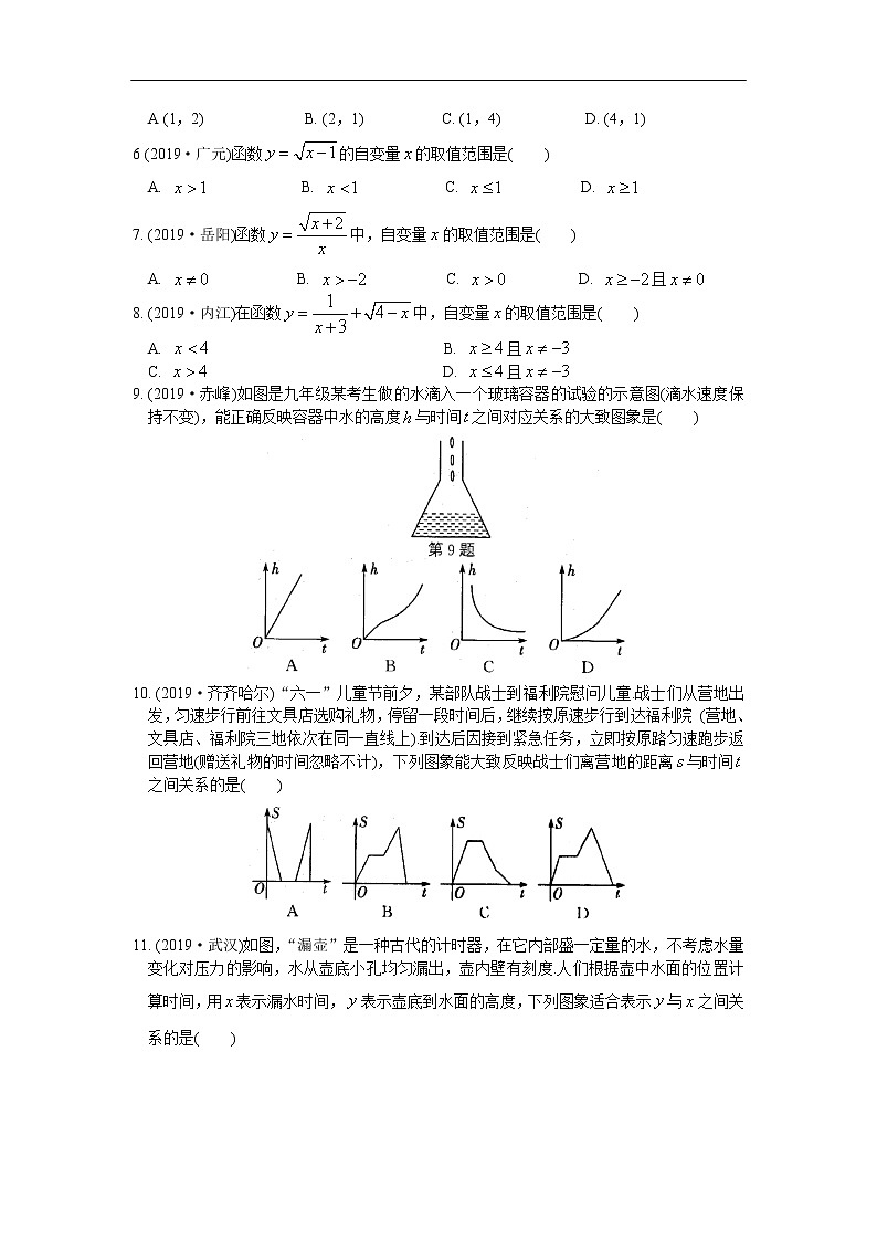 江苏省苏州市苏州地区学校2020年中考数学一轮复习练习（5.1 平面直角坐标系与函数） （无答案）02