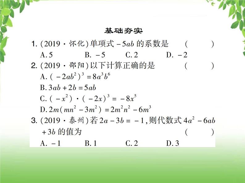 中考数学考点集训练习 1.2整式与因式分解02