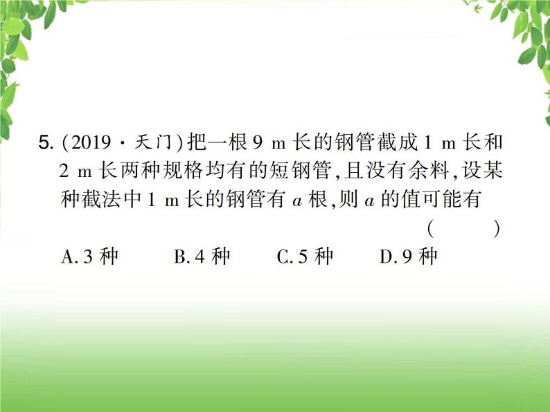 中考数学考点集训练习 2.5 一次方程（组）及其应用06