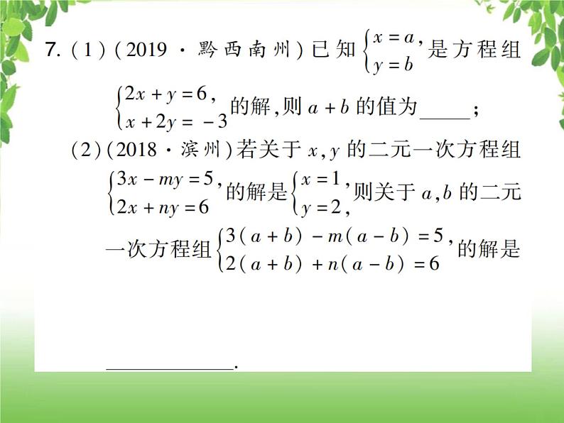 中考数学考点集训练习 2.5 一次方程（组）及其应用08