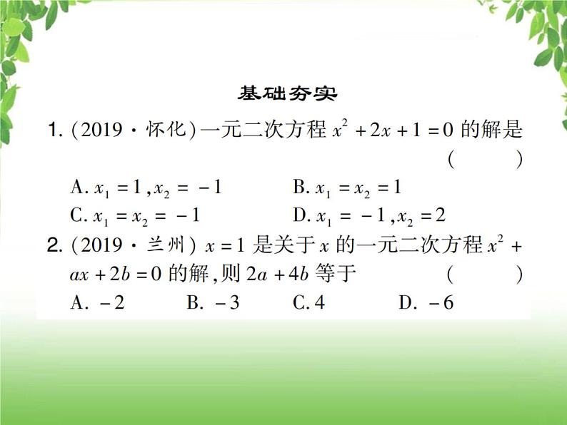 中考数学考点集训练习 2.6 一元二次方程及其应用02