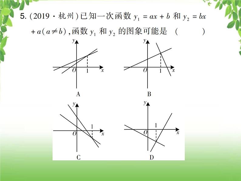 中考数学考点集训练习 3.10 一次函数的图象及其性质05