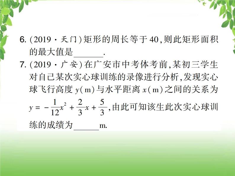 中考数学考点集训练习 3.16 二次函数的实际应用08