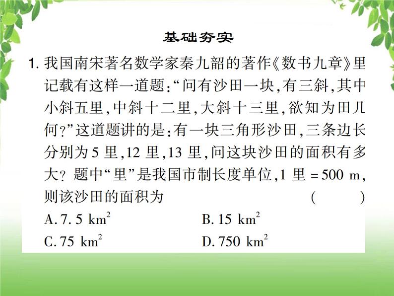 中考数学考点集训练习 4.21 直角三角形与勾股定理02