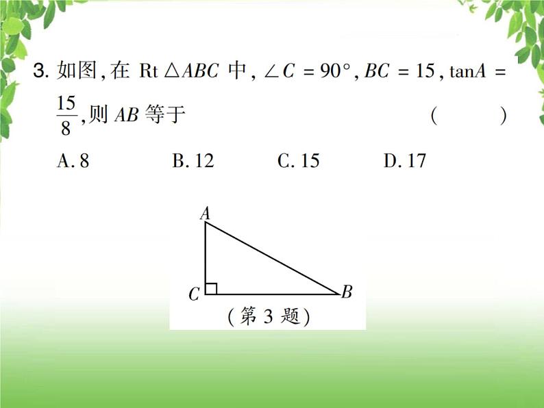 中考数学考点集训练习 4.26 锐角三角函数与解直角三角形04