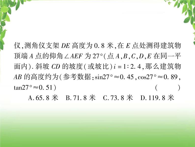 中考数学二轮专题突破课件：专题二 三角函数应用问题03