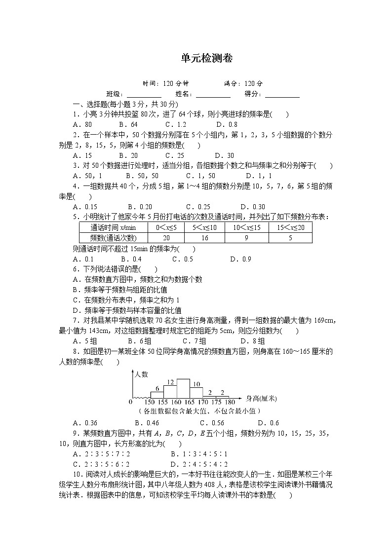初中数学湘教八年级下第五章检测卷01