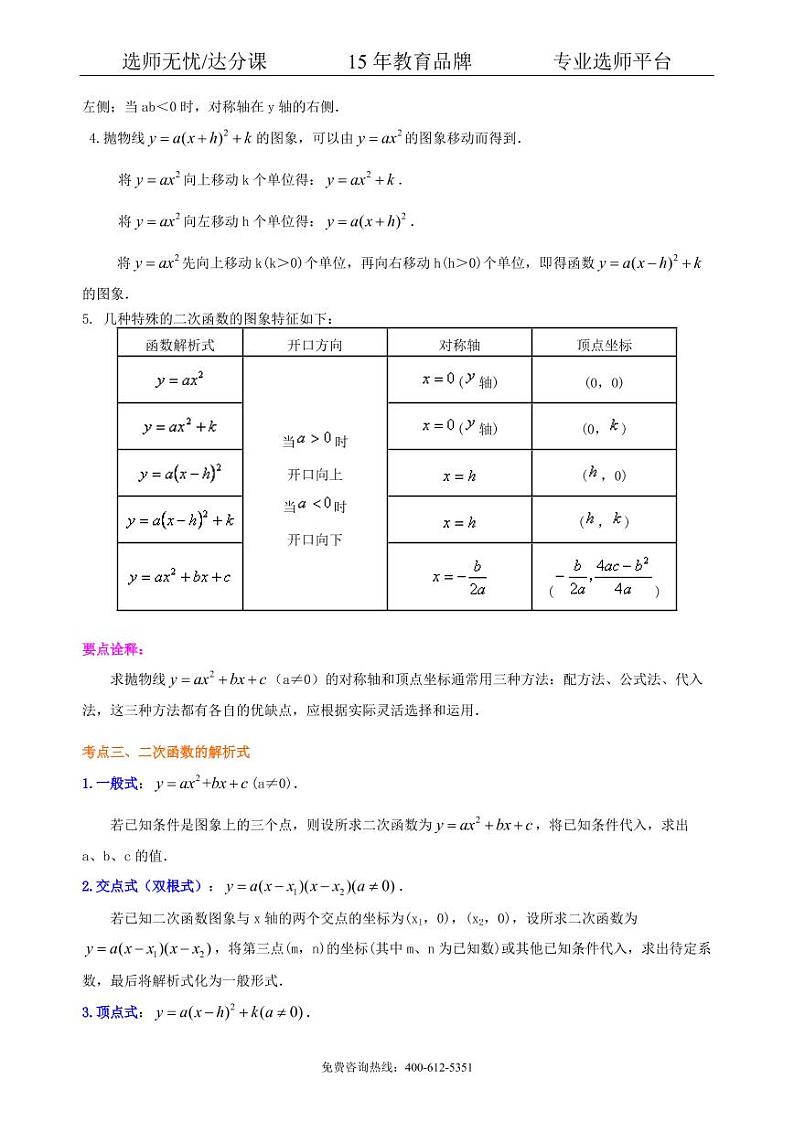 数学中考总复习：二次函数--知识讲解（提高）02