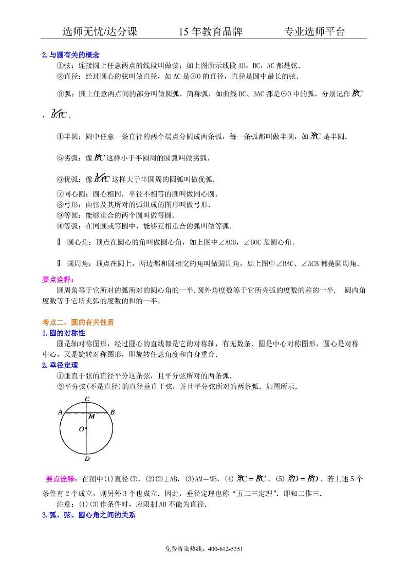 数学中考总复习：圆综合复习--知识讲解（提高）02