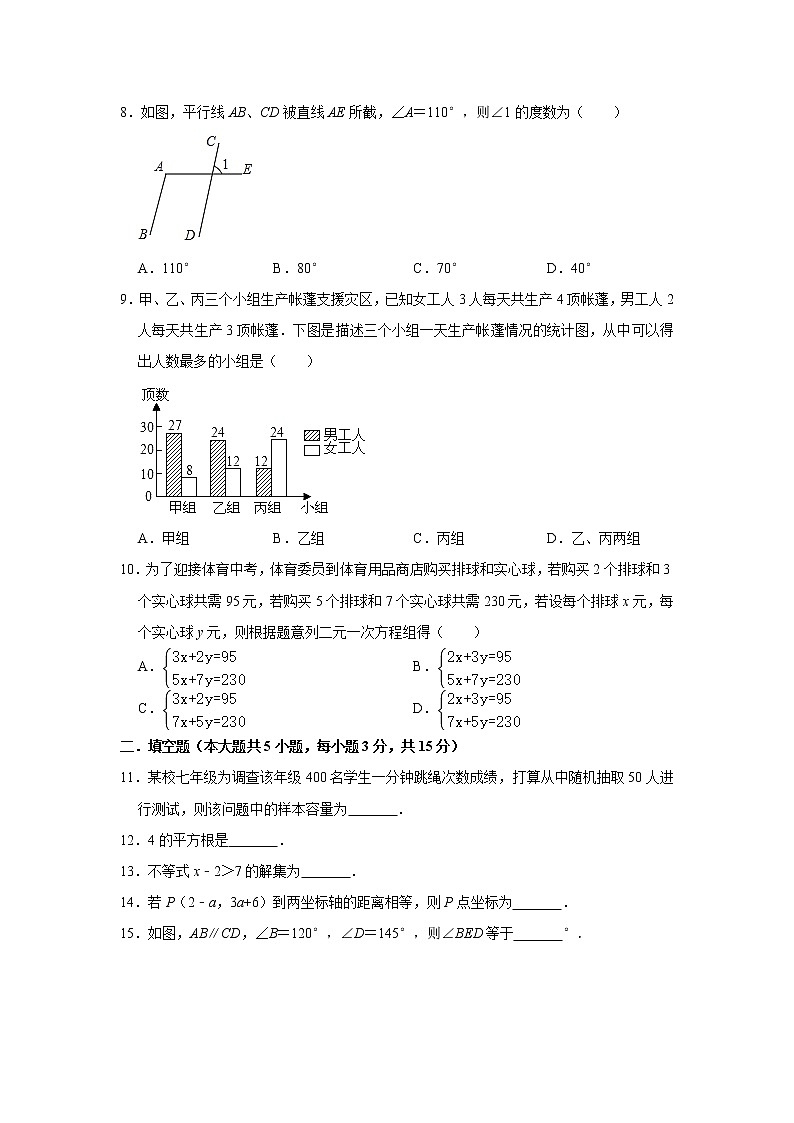 广东省东莞市2019-2020学年七年级（下）期末备考数学复习卷   含答案02