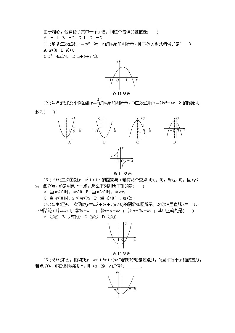中考数学复习  第九讲 二次函数（含解析）第2页