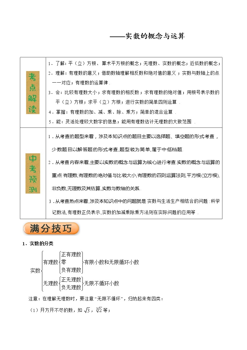 2020年中考数学考前冲刺(一) 试卷01