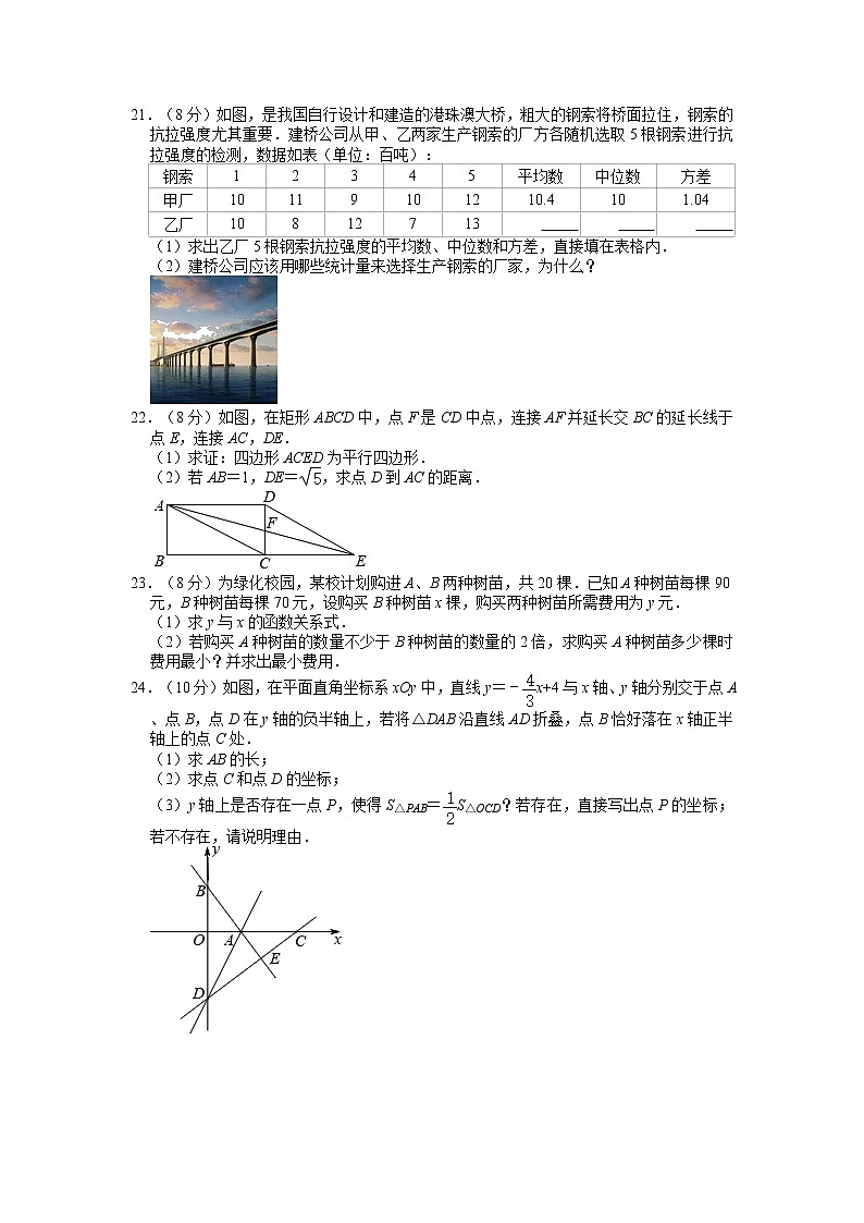 广东省惠州市普育学校2019-2020学年第二学期八年级数学期末模拟试卷（二）解析版（含答题卡）03