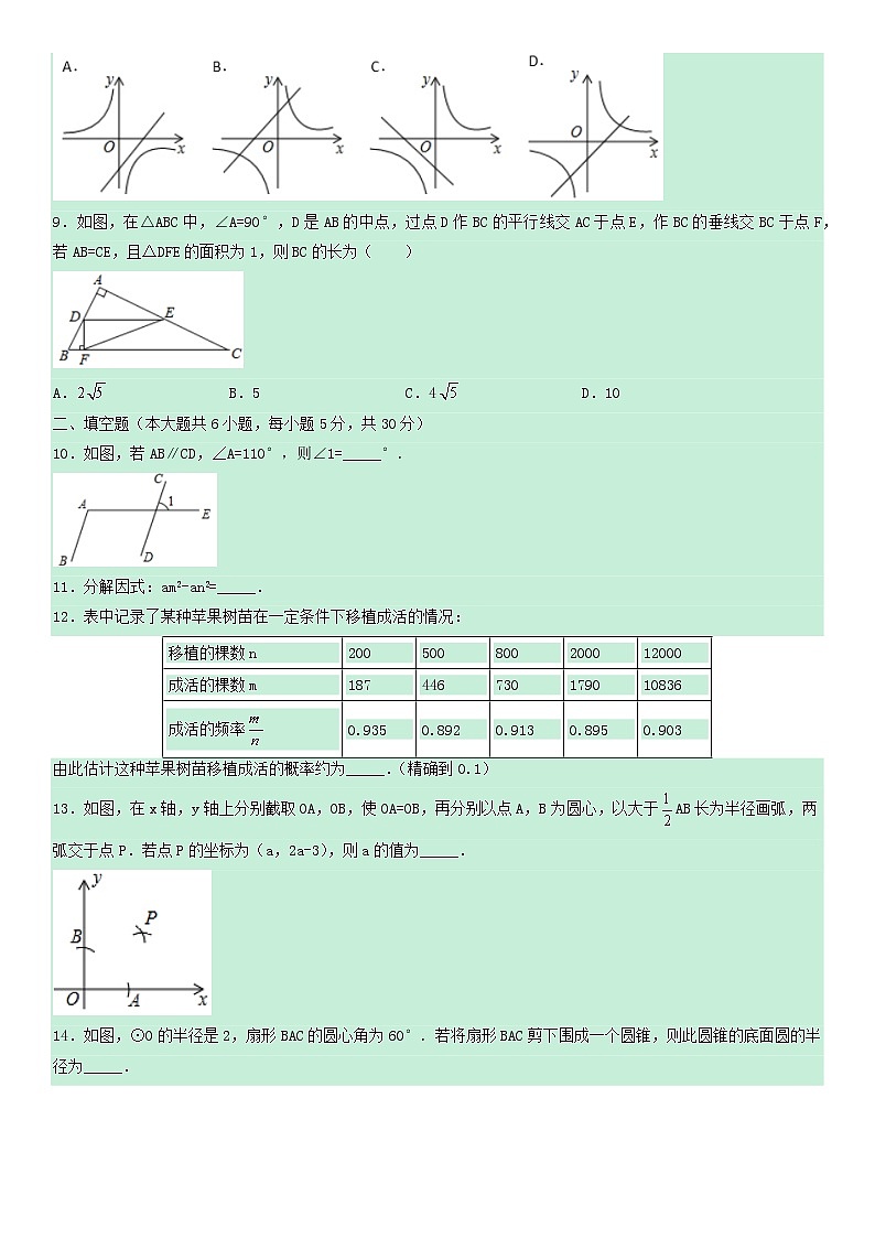 新疆生产建设兵团2020年中考数学真题试卷（含解析）02