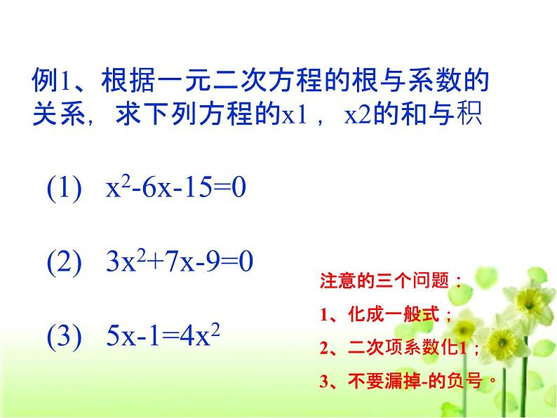 人教版九年级上册数学课件：21.2.4一元二次方程的根与系数的关系（共24张PPT）第8页