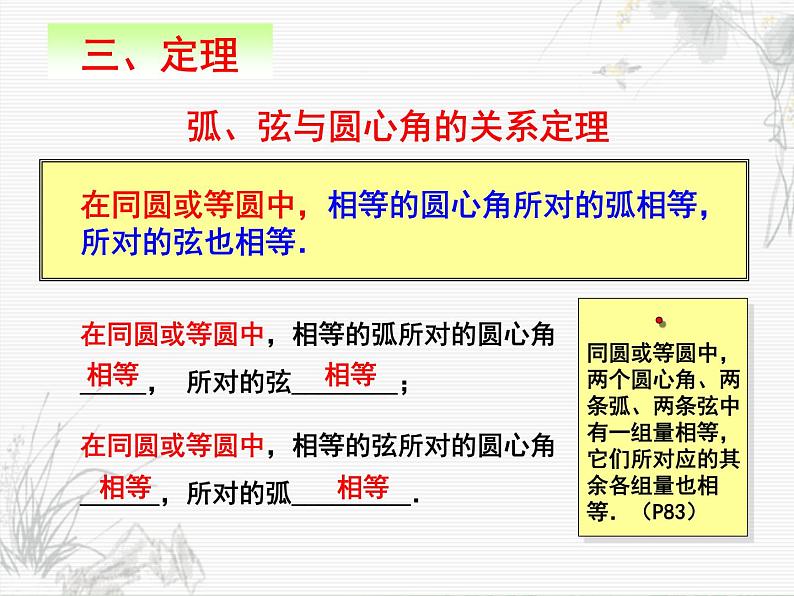 人教版九年级数学上册24.1.3：弧、弦、圆心角   （18张PPT）第5页