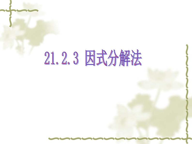 人教版数学九年级上册21.2.3因式分解法解一元二次方程 课件(24张PPT)01