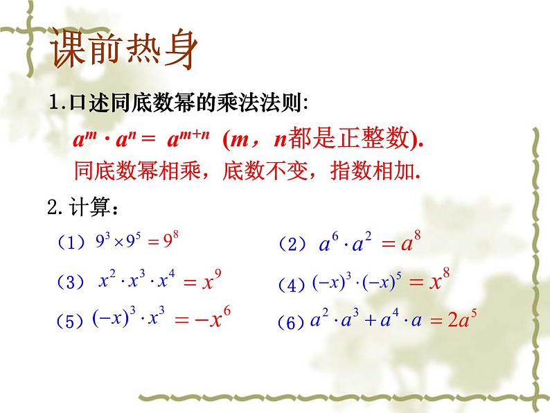 人教版八年级数学上册课件：14.1.2  幂的乘方(共16张PPT)第2页