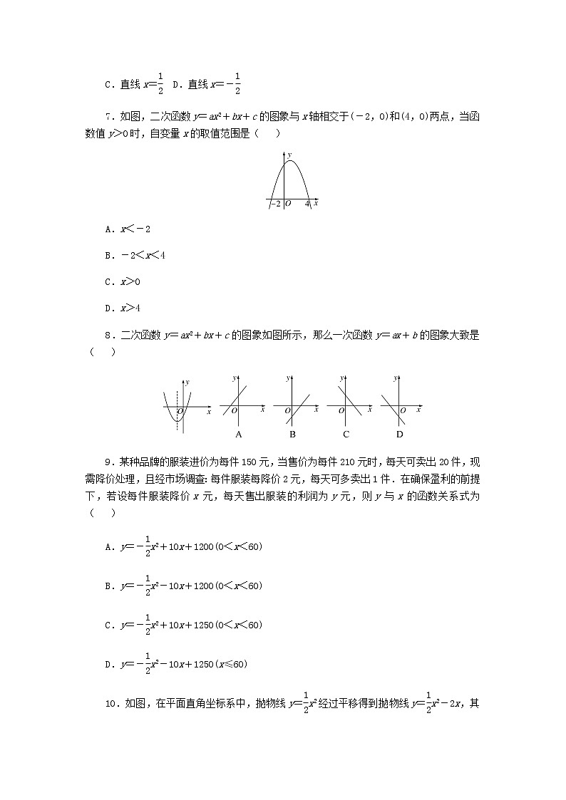 人教版九年级数学上册 第22章 二次函数 单元测试（含答案）第2页