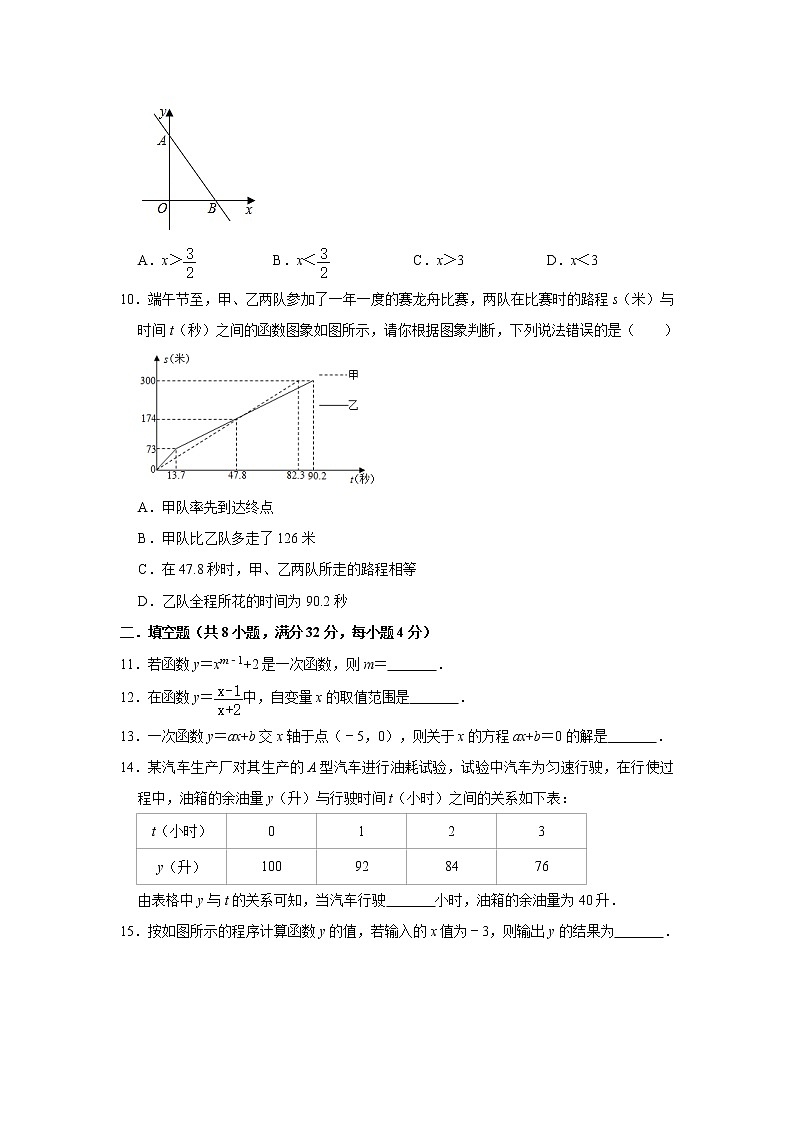 苏科版2020年八年级上册第6章《一次函数》检测卷   word版，含解析03
