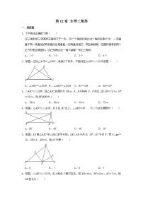 数学八年级上册第十二章 全等三角形综合与测试单元测试复习练习题