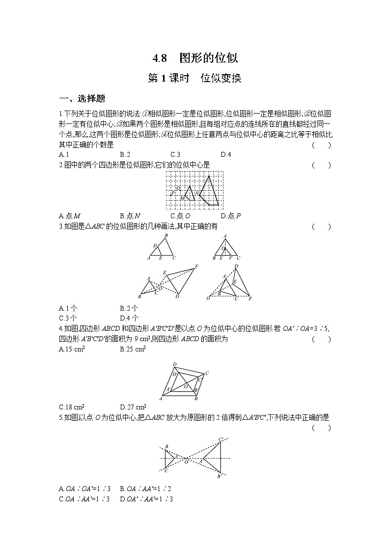 4.8 第1课时 位似变换 试卷01