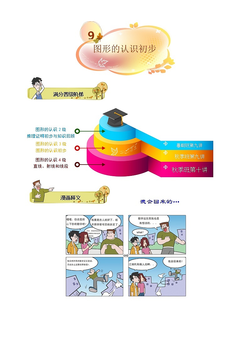 【精品讲义】初一数学上册秋季班培优 第9讲 图形的认识初步.学生版第1页