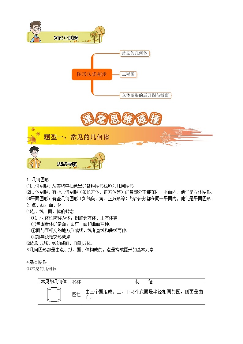 【精品讲义】初一数学上册秋季班培优 第9讲 图形的认识初步.学生版第2页