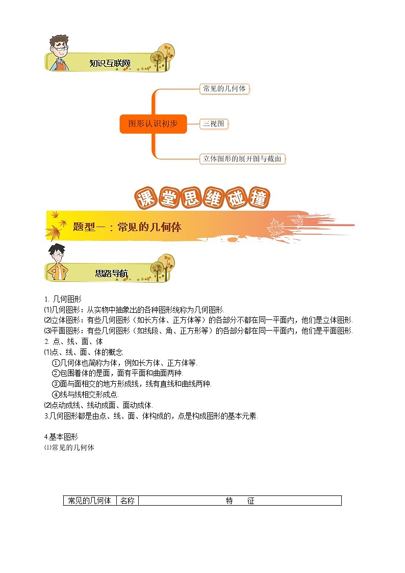【精品讲义】初一数学上册秋季班培优 第9讲 图形的认识初步.教师版第2页