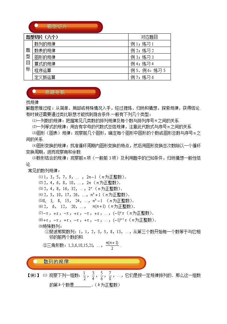 【精品讲义】初一数学上册秋季班培优第5讲.找规律、程序运算和定义新运算 教师版第2页