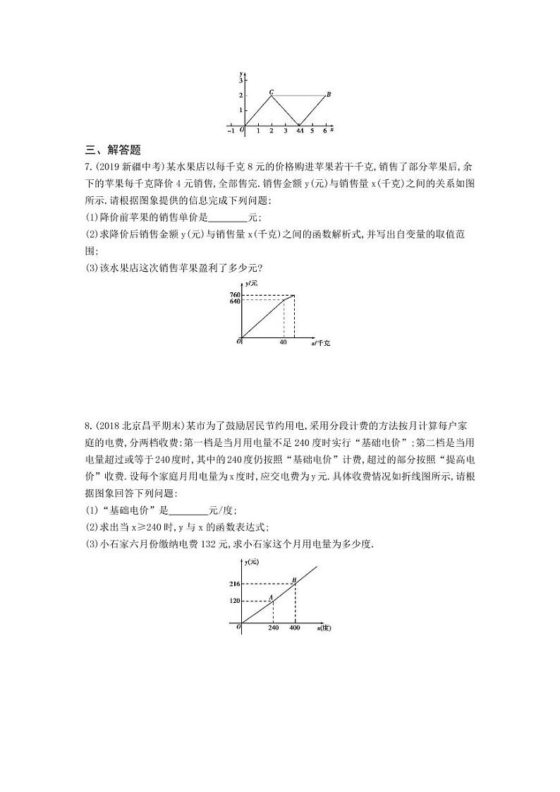 八年级数学下册第十九章一次函数19.2一次函数19.2.2一次函数第3课时一次函数的解析式与应用课时练习（pdf，含解析）（新版）新人教版第2页