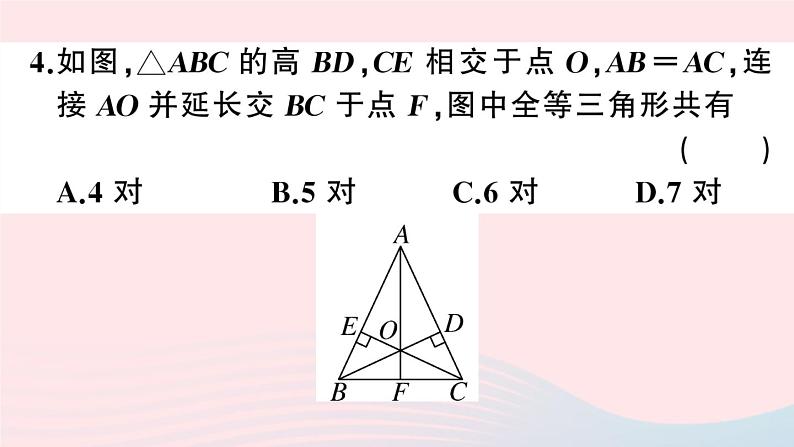 （湖北专版）八年级数学上册第12章全等三角形易错滚动练习课件（新版）新人教版05