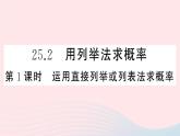 （安徽专版）九年级数学上册第25章概率初步25.2用列举法求概率第1课时运用直接列举或列表法求概率课件（新版）新人教版