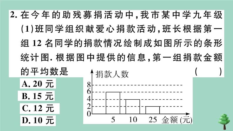 2020秋八年级数学上册第六章《数据的分析》6.1平均数第2课时加权平均数的应用作业课件（新版）北师大版03