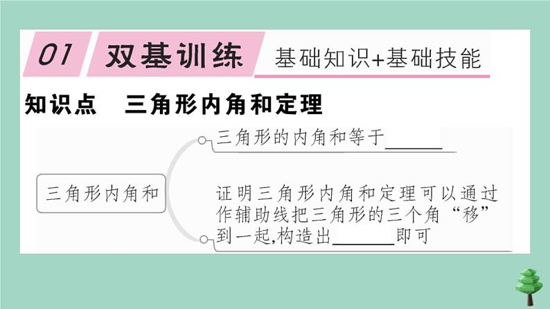 2020秋八年级数学上册第七章《平行线的证明》7.5三角形内角和定理第1课时三角形内角和定理作业课件（新版）北师大版02