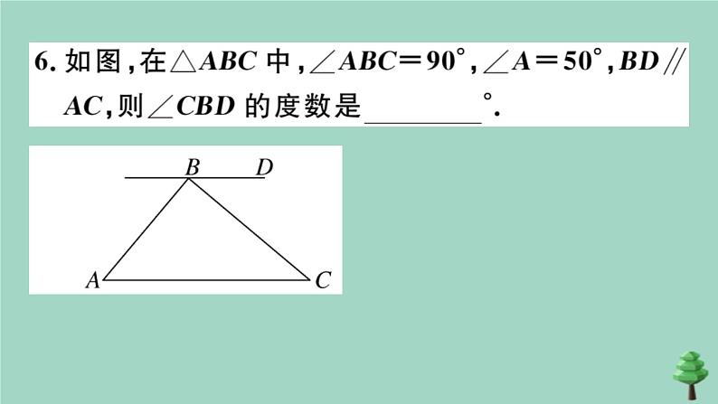 2020秋八年级数学上册第七章《平行线的证明》7.5三角形内角和定理第1课时三角形内角和定理作业课件（新版）北师大版08