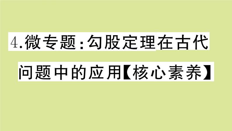 2020秋八年级数学上册第一章《勾股定理》微专题：勾股定理在古代问题中的应用【核心素养】作业课件（新版）北师大版01