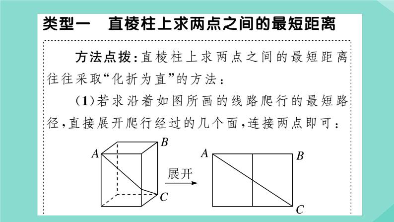 2020秋八年级数学上册第一章《勾股定理》微专题：利用勾股定理解决最短路径问题【期末热点】作业课件（新版）北师大版第2页