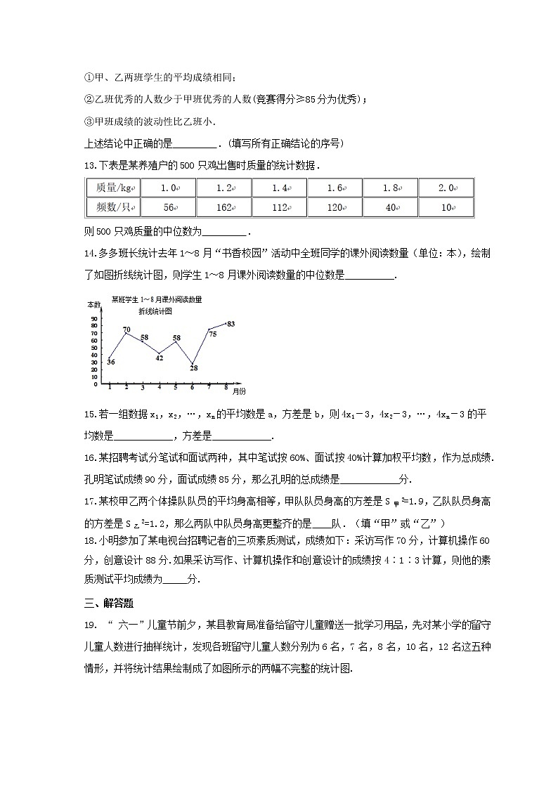 中考精选2021年中考数学一轮单元复习20 数据分析(含答案) 试卷03